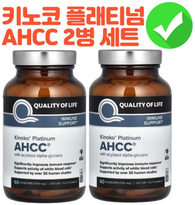 Quality of Life 퀄러티오브라이프 프리미엄 키노코 AHCC 750mg 60정, 120회분, 1개 - 쿠팡
