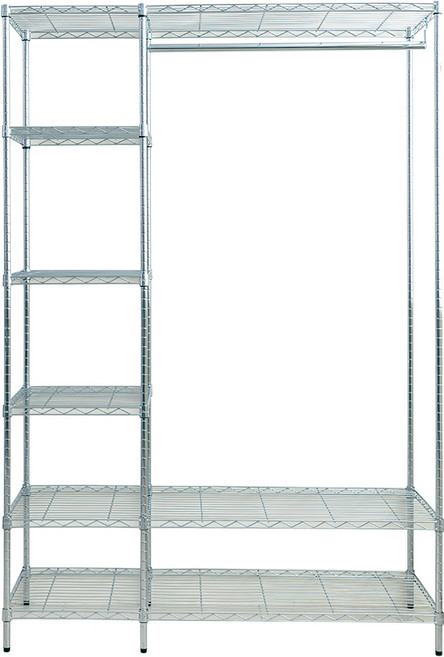 dayneeds 120x45x180公分 六層單桿大衣櫥, 電鍍+拉簾式布套