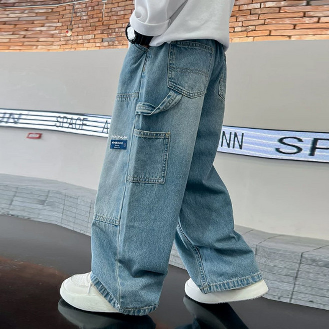 지디오 주니어 남아 청바지 봄 카펜더 와이드 밴딩