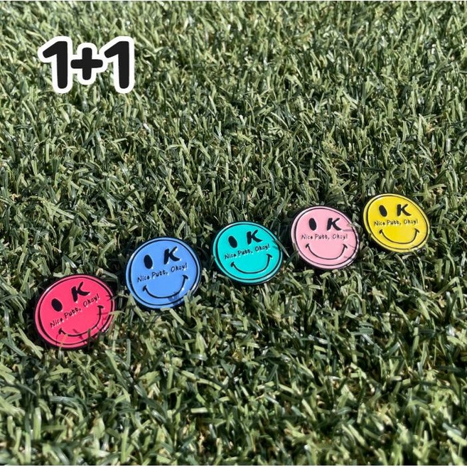 스마일 골프 볼마커 파스텔 5색 1+1, Pink, Pink, 1개