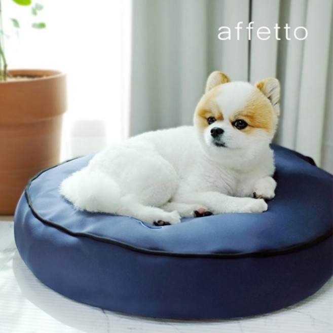 아페토 마약방석 시즌2 커버분리형 마이크로 비즈 원형 방석 / 강아지방석 고양이방석, 네이비, 1개
