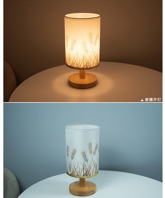 allplus 北歐實木檯燈 復古床頭燈 小夜燈 裝飾燈, USB供電麥穗 可調亮度 (無需燈泡)