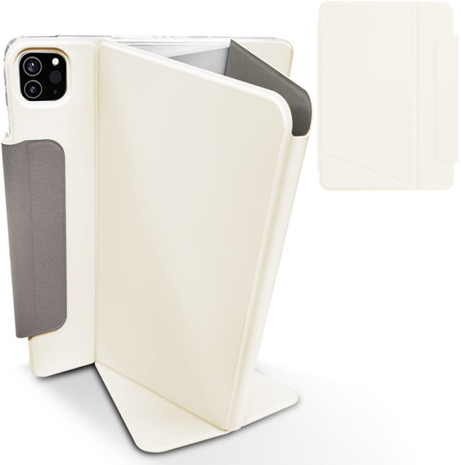 더조은셀러 아이패드 호환 트랜스폼 가로 세로 마그네틱 스탠딩 커버 케이스, 크림, 1개