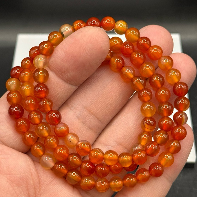 紅瑪瑙 三圈手珠 6mm 晶體透美 手鍊 繞三圈 手串