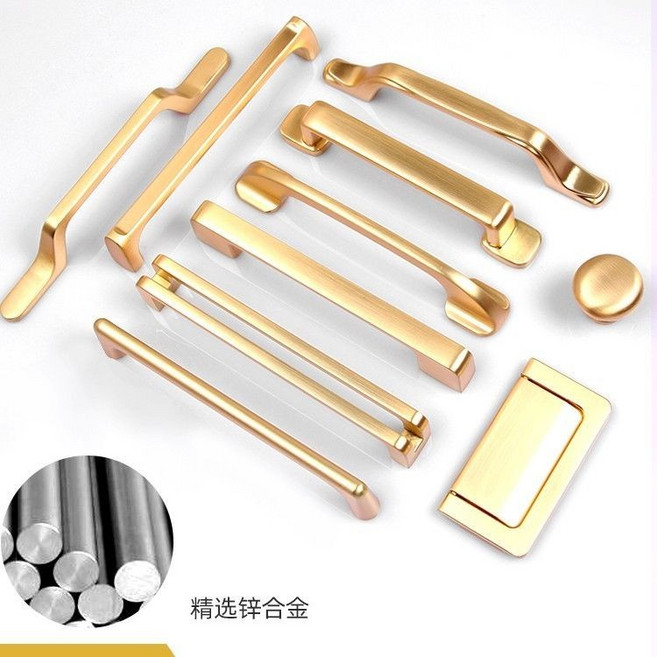 鋅合金 簡約櫃門拉手 櫥櫃衣櫃長拉手 抽屜單孔小拉扣 門把手, 9003-96金色