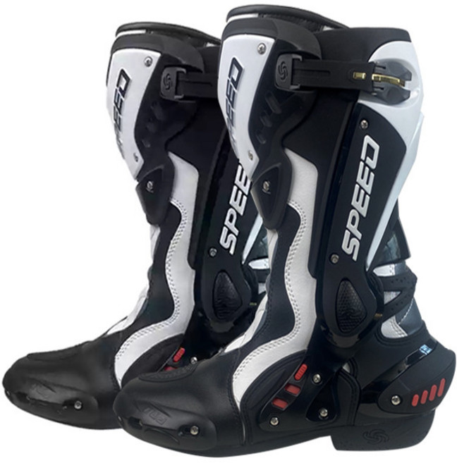 바이크 롱부츠 초경량 미끄럼방지 라이딩화 오토바이 신발 프로페셔널 스타일, B1008 화이트