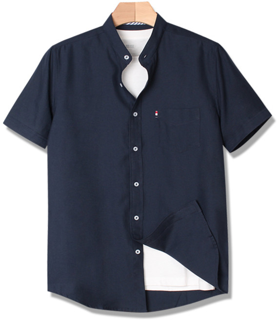 오마보이 옥스포드 여름 헨리넥 빅사이즈 반팔 셔츠