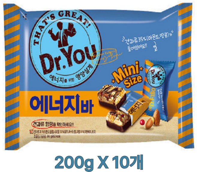 Dr.You 영양설계 미니사이즈 에너지바 견과류 초콜릿바, 200g, 10개