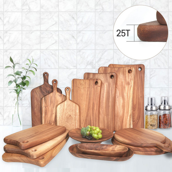 수지씨앤엘 마호가니 통원목도마 플레이팅 통원목 원목도마 나무 접시, 마호가니 길쭉트레이 소 30015