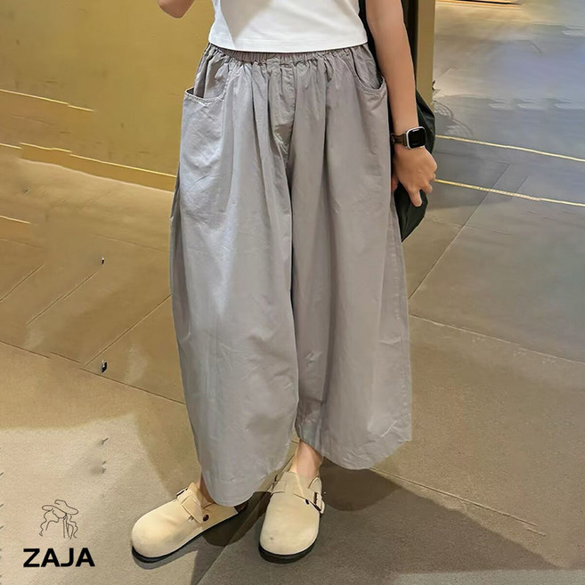ZAJA 여름 여성 키작녀 시원한 와이드 9부팬츠 캐주얼 체형커버 데일리룩 바지