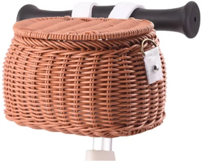 발통마켓 자전거 라탄 바구니 킥보드 핸들 가방, 1개, 브라운