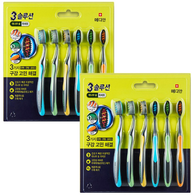 메디안 트리플솔루션 미세모 칫솔(6입), 6개입, 2개