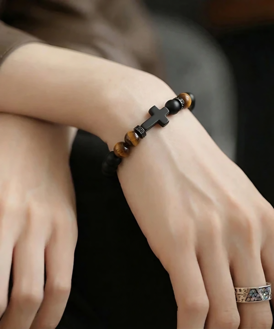 러브앤피스 진짜 호안석 팔찌 재물운 성공운 건강운 수호석 십자가 팔찌