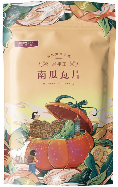HOHOCHA喝喝茶 南瓜瓦片 手工餅乾 90g, 1個, 南瓜瓦片(蛋奶素)100g/包