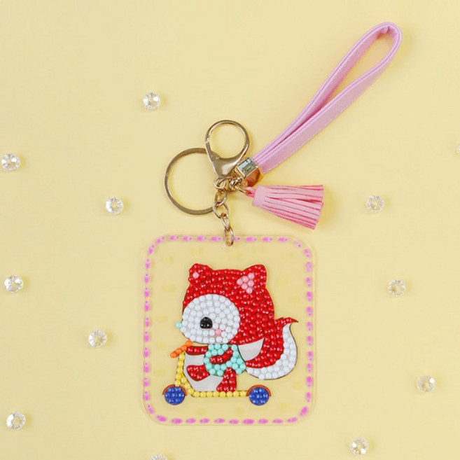 정인아트 킥보드다람쥐 보석십자수 + 직사각 투명열쇠고리판 5인set