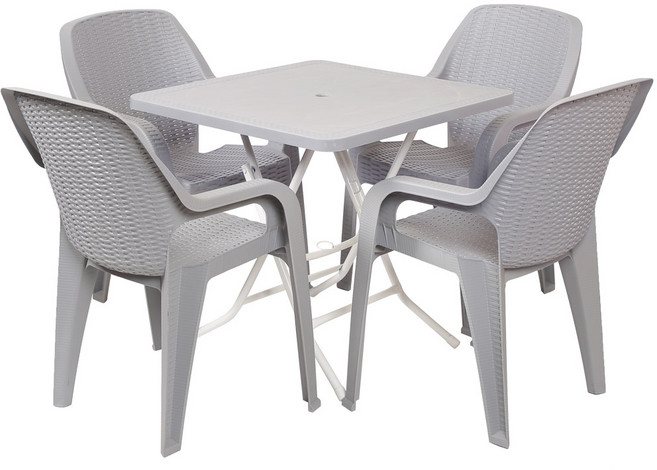 지오리빙 라탄 사각 테이블 고객직접설치, 라이트그레이