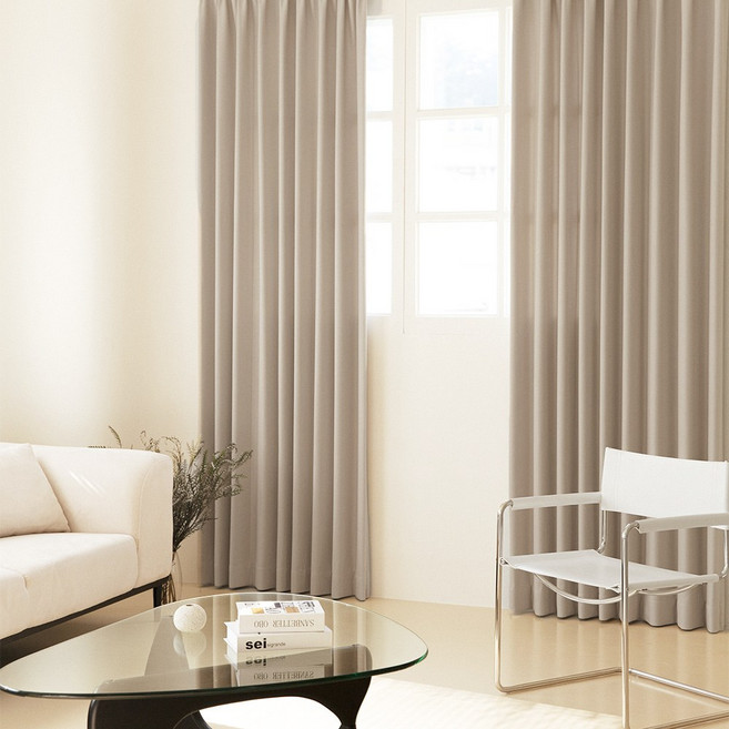 밀스 단열 방한 방풍 거실 생활암막커튼 2P 세트