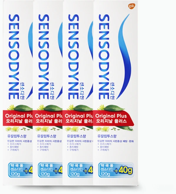 센소다인 오리지날 플러스 약국용 대용량 민감성 시린이, 160g, 4개 - 쿠팡