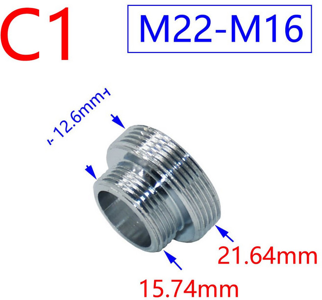 실버 스레드 커넥터 황동 수도꼭지 어댑터 워터 탭, [03] M22 x M16, 1개