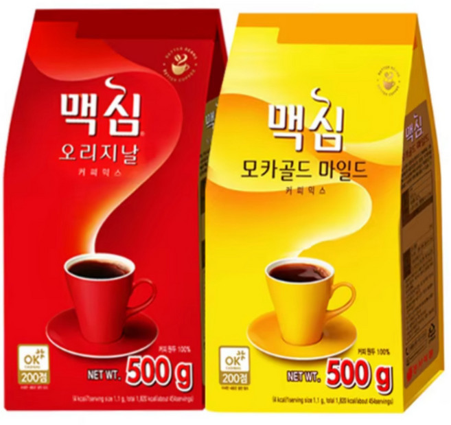 맥심 모카골드 리필커피+오리지날 리필커피, 500g, 1개, 1개
