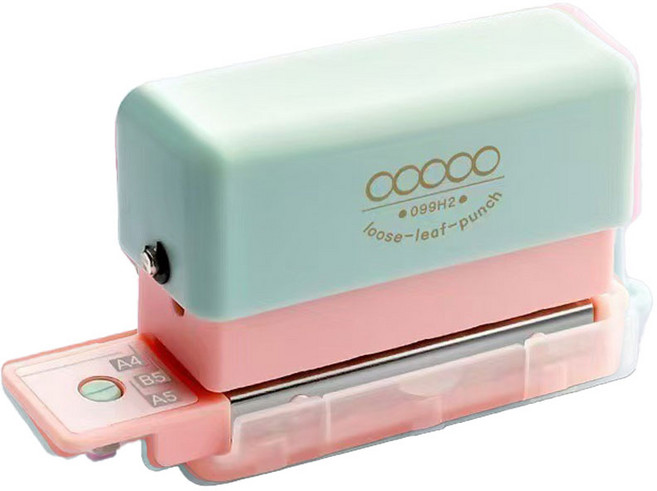 비비드 벌브 파스텔 미니 6공 5공 펀칭기 다꾸 A4 A5 B5, 1개, 스카이 핑크