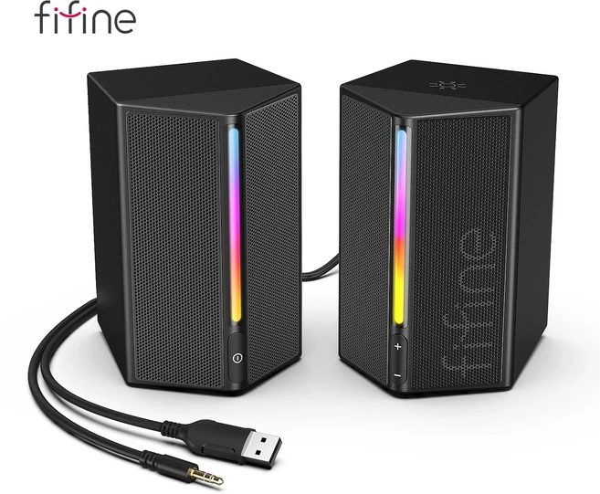 다중 장치용 스테레오 사운드가 포함된 FIFINE RGB 컴퓨터 스피커 PS5/TV/전화/태블릿용 USB 전원 PC 게임, 01 China Mainland, 01 스피커, 01 A20
