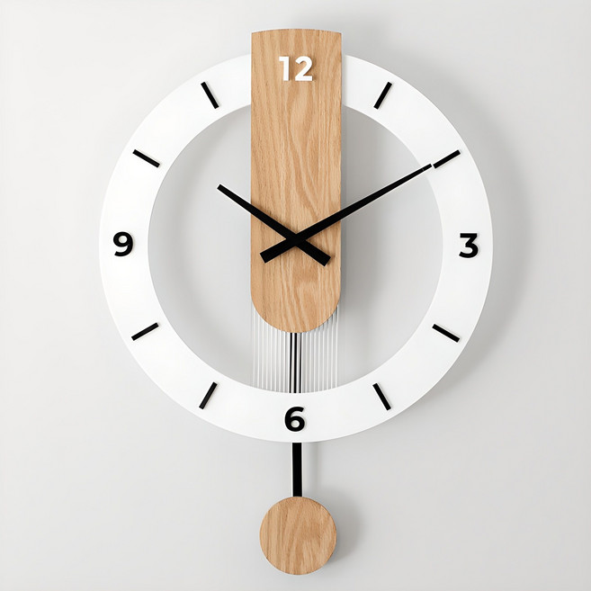셀루앙드 무소음 북유럽 우드 인테리어 벽시계, 타입A - 아라비아 숫자, 아라비아 숫자