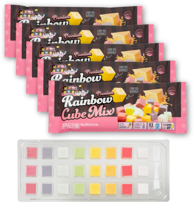 레인보우큐브 믹스치즈 8가지 과일맛 블랙 24구 5팩 어린이영양간식, 5개, 90g