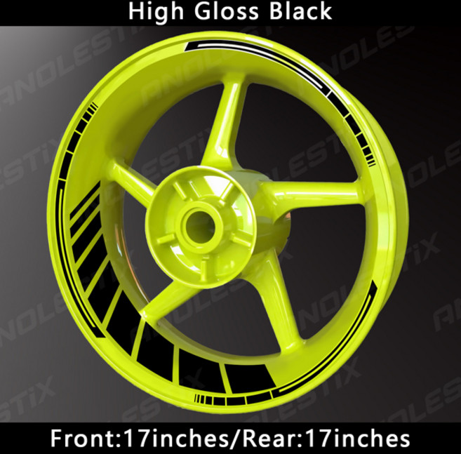 AnoleStix 반사 오토바이 휠 스티커 허브 림 스트라이프 데칼 17 인치 YAMAHA Honda Suzuki Kawasaki BMW KTM Triumph, [05] High Gloss Black