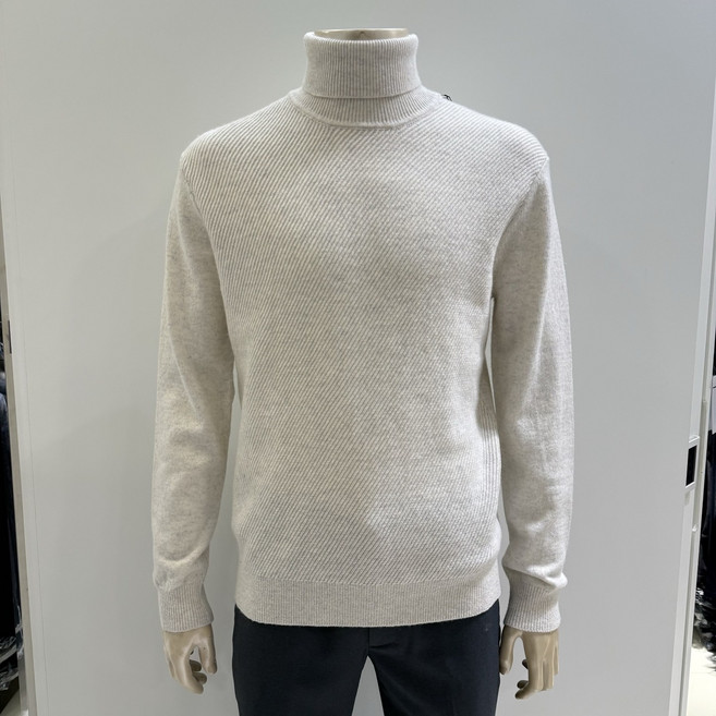 [24FW 초특가 60%] 트레몰로 (주)세정 남성 겨울 울 캐시미어 혼방 아이보리 앞판 사선조직 톡톡하고 포근한 롱터틀 목폴라 긴팔 니트 티셔츠 -7881 트레몰로7881