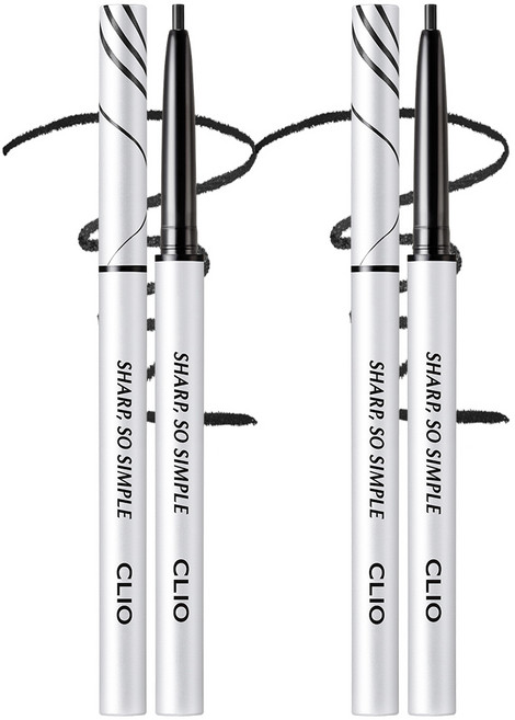 [1+1] 클리오 샤프 쏘 심플 워터프루프 펜슬 라이너 AD, 001 블랙, 2개