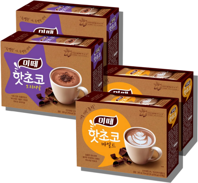 미떼 핫초코 오리지날 300gx2개+마일드300gx2개, 1세트, 300g