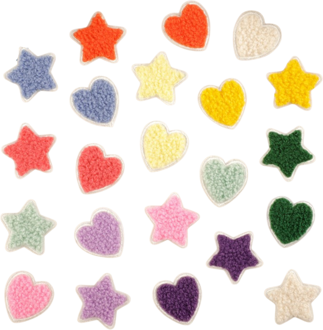 라끌라리아 하트 스타 뽀글 와펜 패치 스티커식 22종 세트, 1개, 혼합