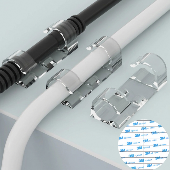 줌마리빙 선정리 다용도 케이블 정리 클립, Clear(투명), 20개