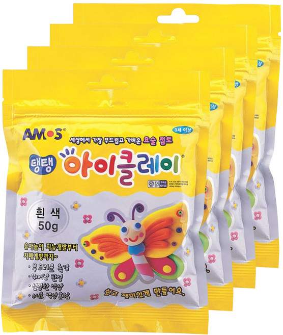 아모스 탱탱 아이클레이 파우치 2500, 흰색, 50g, 4개