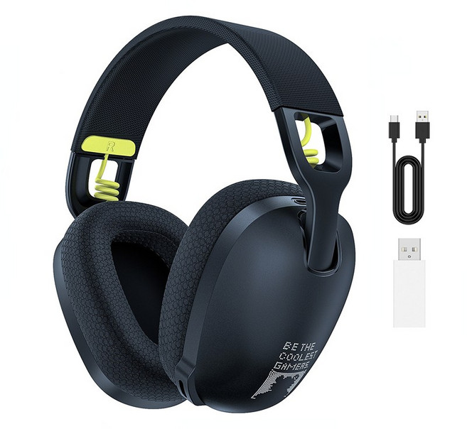 ONIKUMA B2 무선 게이밍 헤드셋 노이즈 캔슬링 블루투스 5.3 2.4GHz, 블랙