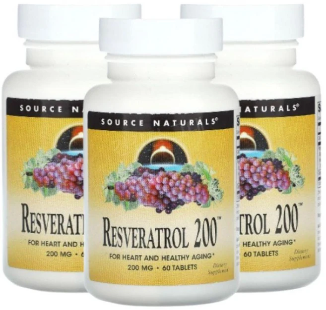 SourceNaturals Resveratrol 레스베라트롤 200mg 60정 3개 - 쿠팡