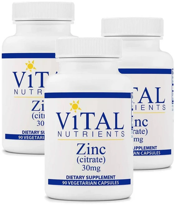 바이탈 뉴트리언츠 아연 시트레이트 30mg 캡슐 Vital Nutrients Zinc Citrate, 3개, 90정 - 쿠팡