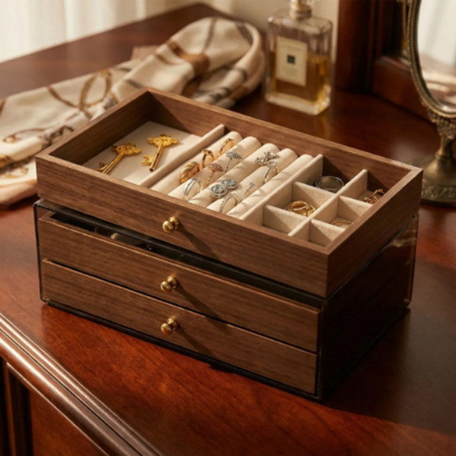 원목 호두나무 쥬얼리케이스 귀걸이 반지 목걸이 팔찌 보관함