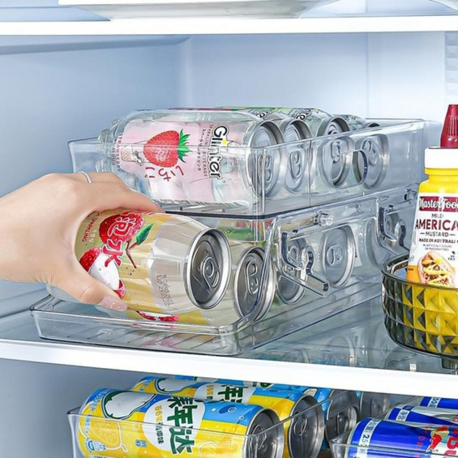 위스테이 2단 캔 디스펜서 캔맥주 캔음료 냉장고 자동정렬 정리 트레이 거치대, 1개