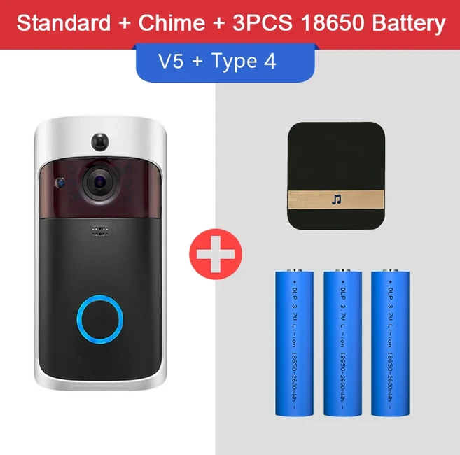 무선 인터폰 비디오 초인종 카메라 HD WiFi 작동 동작 탐지기 및 Android용 오디오 스피커 야간, 04 Type 4, 03 AU 플러그, 1개