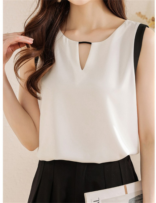 [칩썬데이] 여름나시 패셔너블 정장 이너 민소매 배색 나시 블라우스