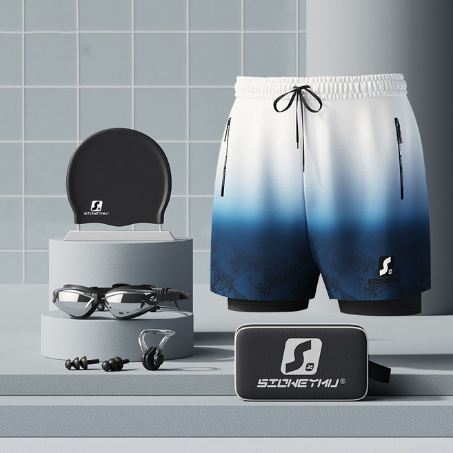 판매중 프리미엄 2층 구조 수영복세트 빠른 건조 남성 그라데이션 수영복 세트