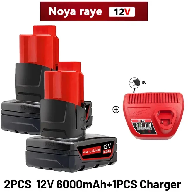 밀워키 M18 XC 무선 공구용 18V12V 배터리 6Ah 충전식 48-11-2402 MIL-12A-LI, 20 12V6Ah 2PCS Charger