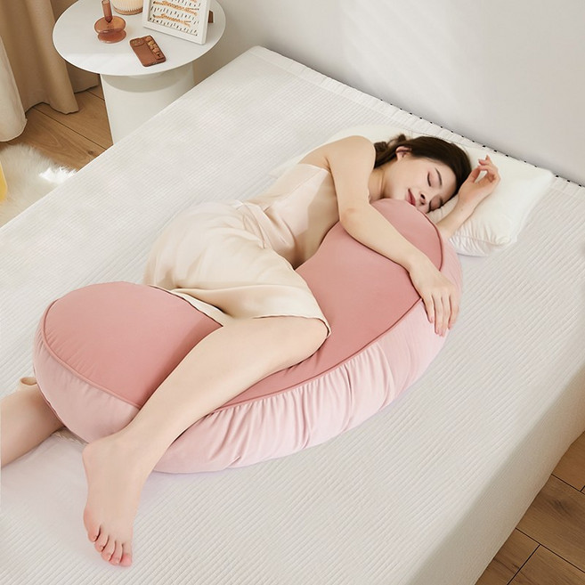 LINSHU 다용도 부드러운 바나나 바디필로우 숙면 도우미 롱베개 커버분리세탁, 핑크