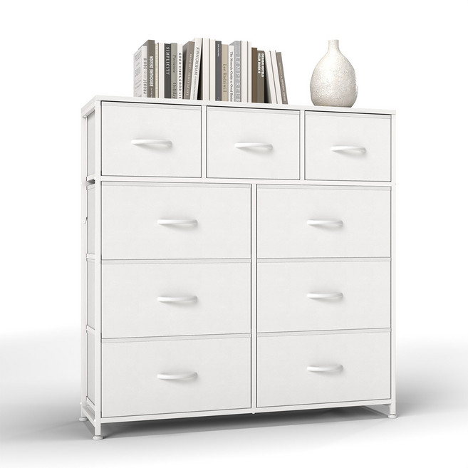 소웰홈 패브릭 4단9문 와이드 수납장, 화이트, 9단