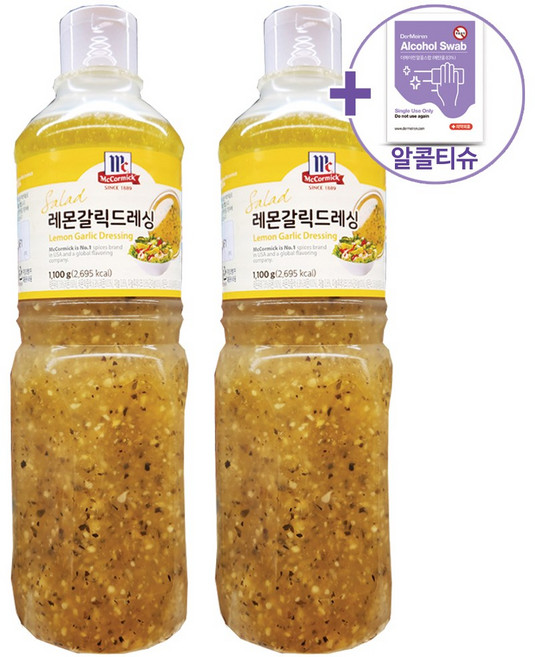 코스트코 맥코믹 레몬갈릭 드레싱 1.1kg [아이스박스] 더메이런알콜티슈, 2개