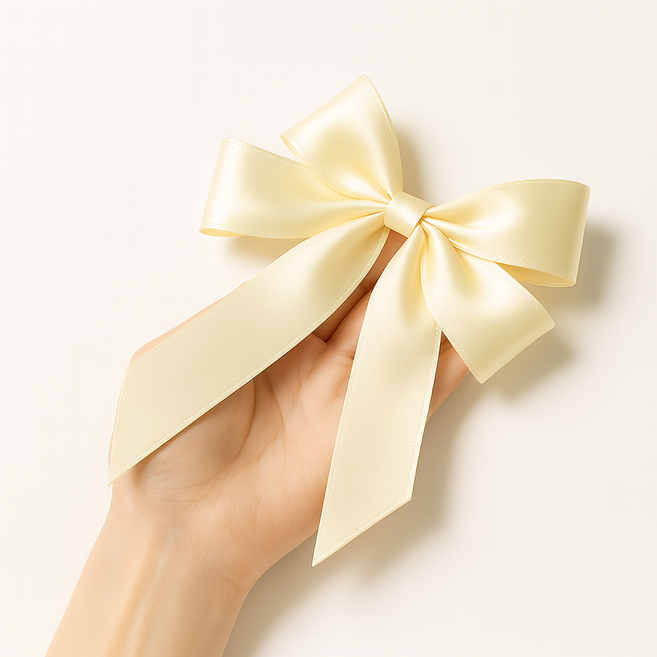 잇츠K 더블핏 완성리본 / 고급 선물 포장 데코 장식 리본, 50개, 크림