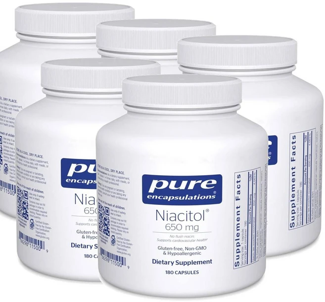 퓨어인캡슐레이션 니아시톨 650mg 니아신 캡슐 Pure Encapsulations Niacitol, 5개, 180정 - 쿠팡