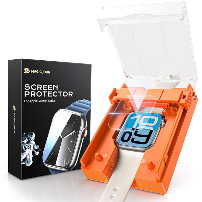 MAGIC JOHN 매직존 풀커버 애플워치 고화질 EPU 액정보호필름 + 이지툴 애플 적용 2p, 1세트, 투명